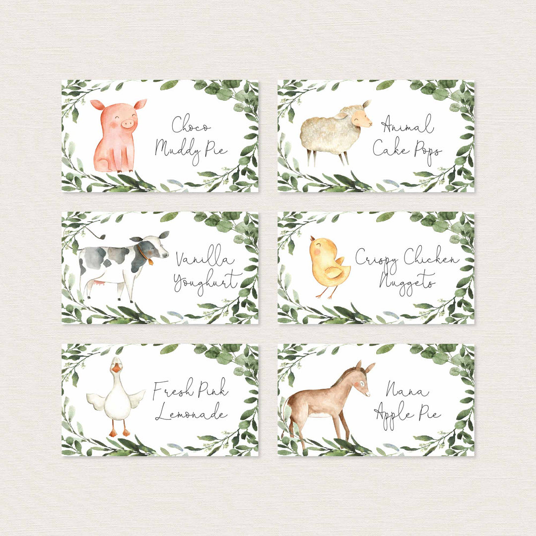 On The Farm Baby Shower Food Labels Printable