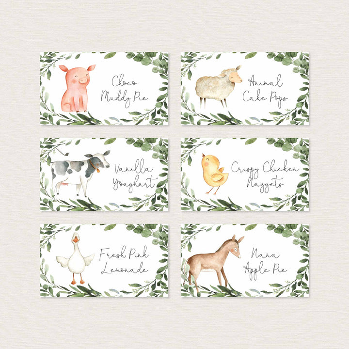 On The Farm Baby Shower Food Labels Printable