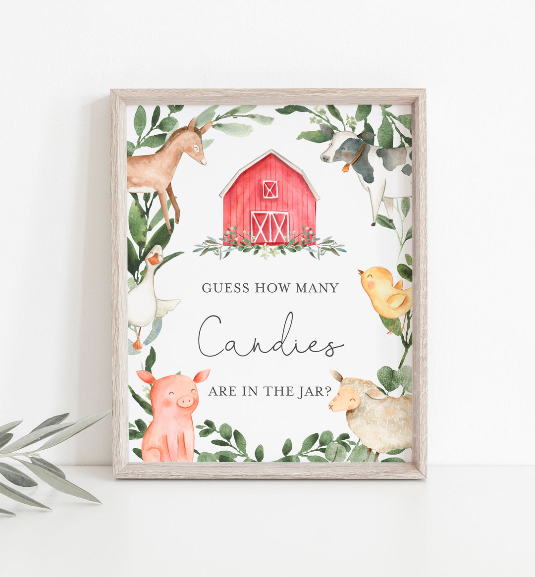 On The Farm Baby Shower Guess How Many Candies Game Printable