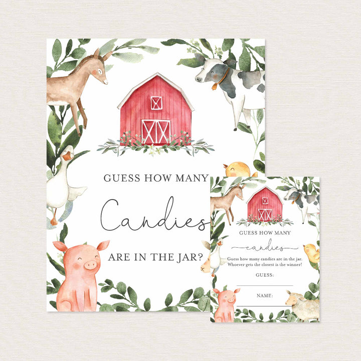 On The Farm Baby Shower Guess How Many Candies Game Printable