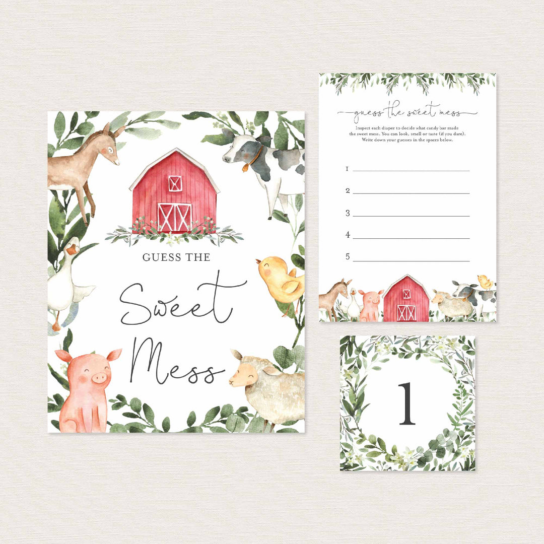 On The Farm Baby Shower Guess The Sweet Mess Game Printable