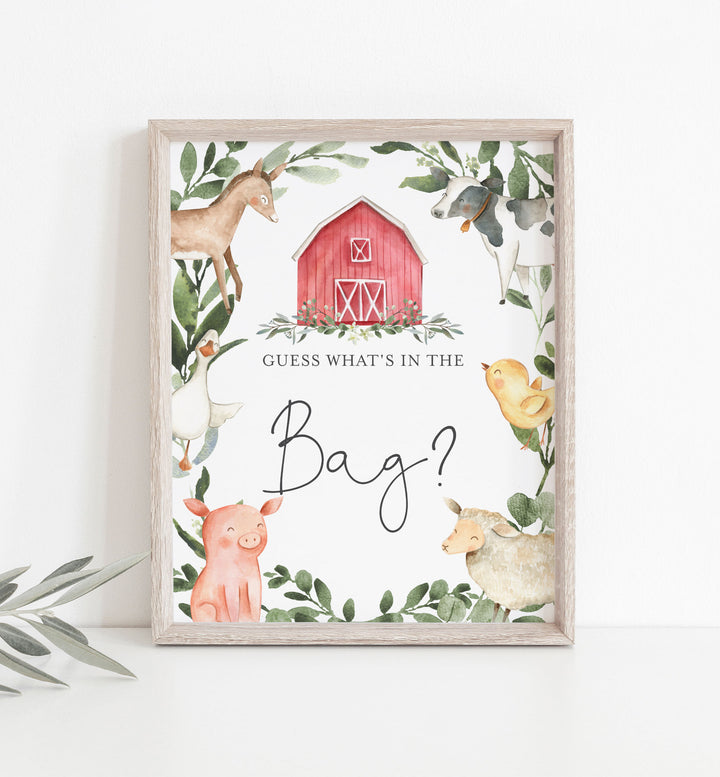 On The Farm Baby Shower Guess What's In The Bag Game Printable