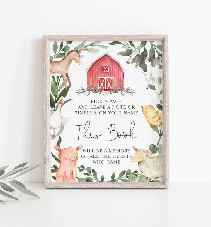On The Farm Baby Shower Guestbook Sign Printable
