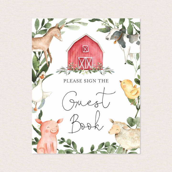 On The Farm Baby Shower Guestbook Sign Printable
