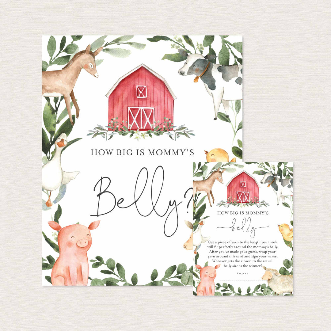 On The Farm Baby Shower How Big Is Mummy's Belly Game Printable