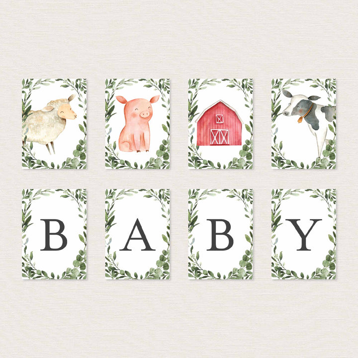 On The Farm Baby Shower Party Banner Printable