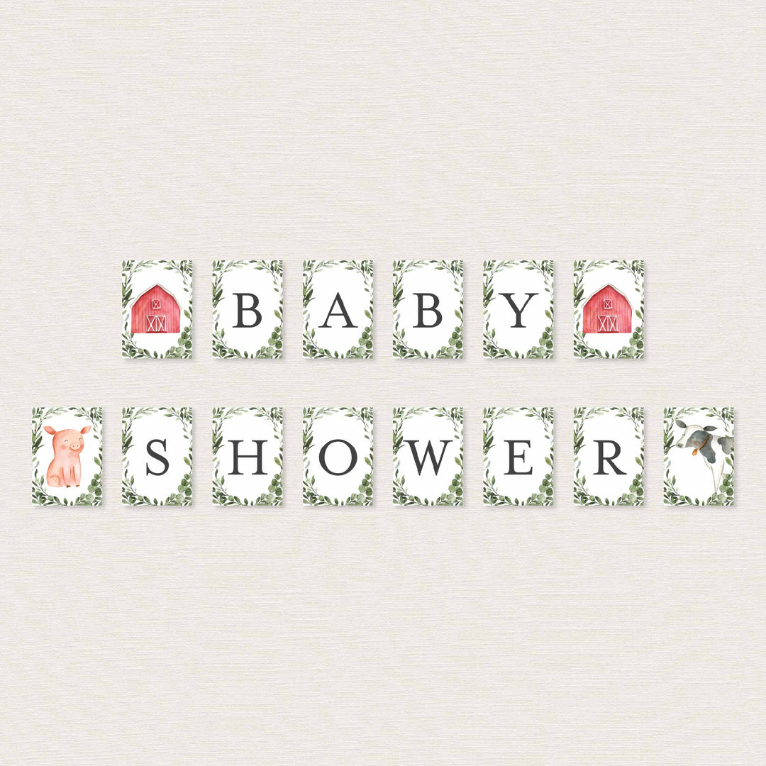 On The Farm Baby Shower Party Banner Printable