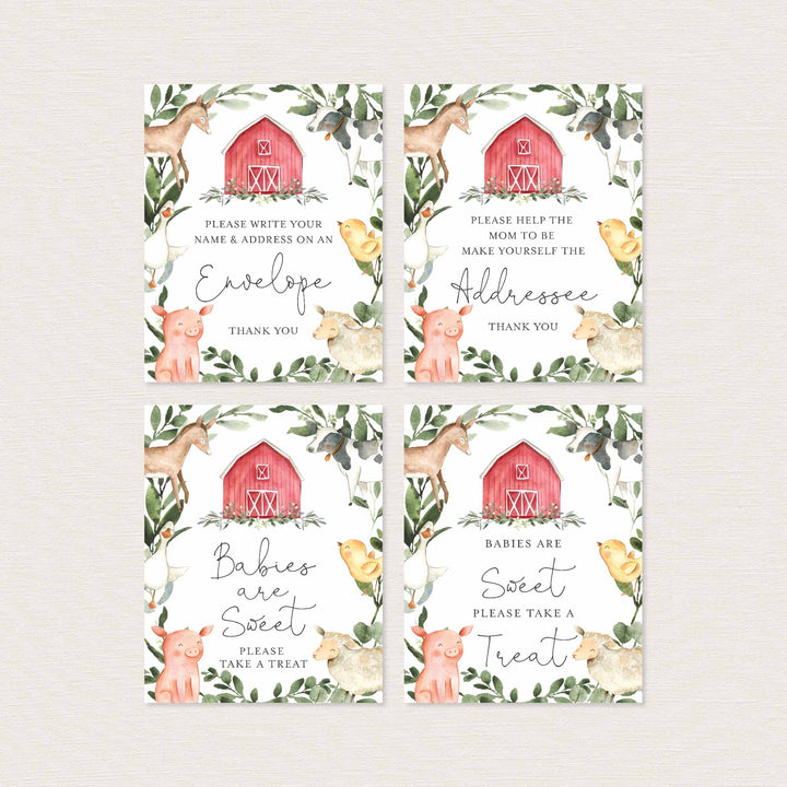 On The Farm Baby Shower Table Signs Bundle Printable