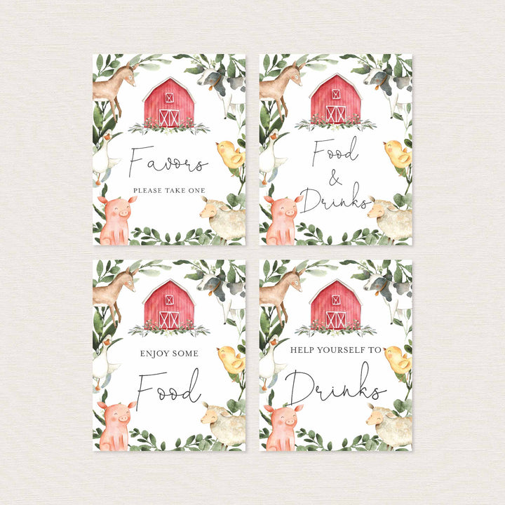 On The Farm Baby Shower Table Signs Bundle Printable