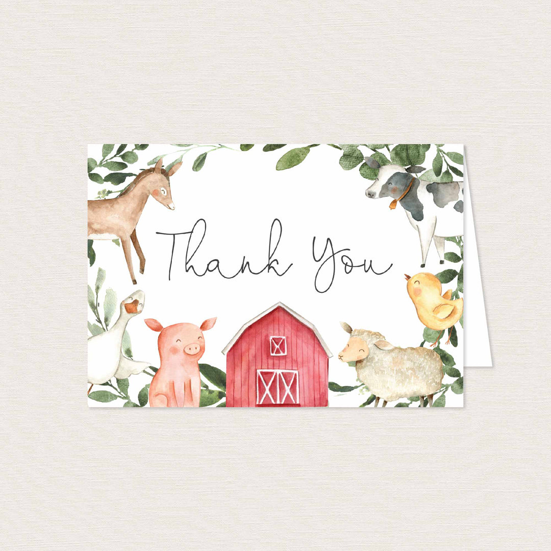 On The Farm Baby Shower Thank You Card Printable