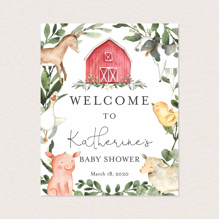 On The Farm Baby Shower Welcome Sign Printable