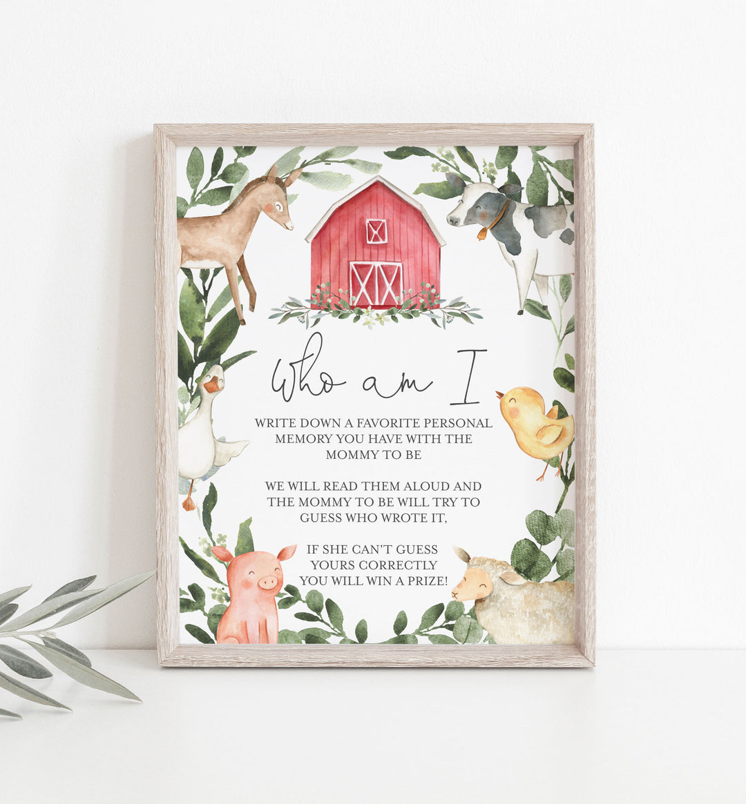 On The Farm Baby Shower Who Am I Game Printable