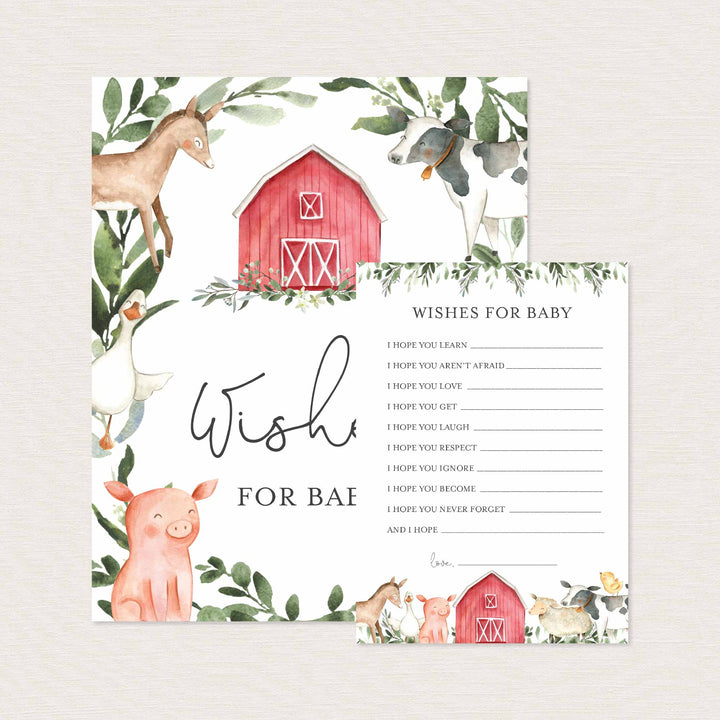 On The Farm Baby Shower Wishes For Baby Printable