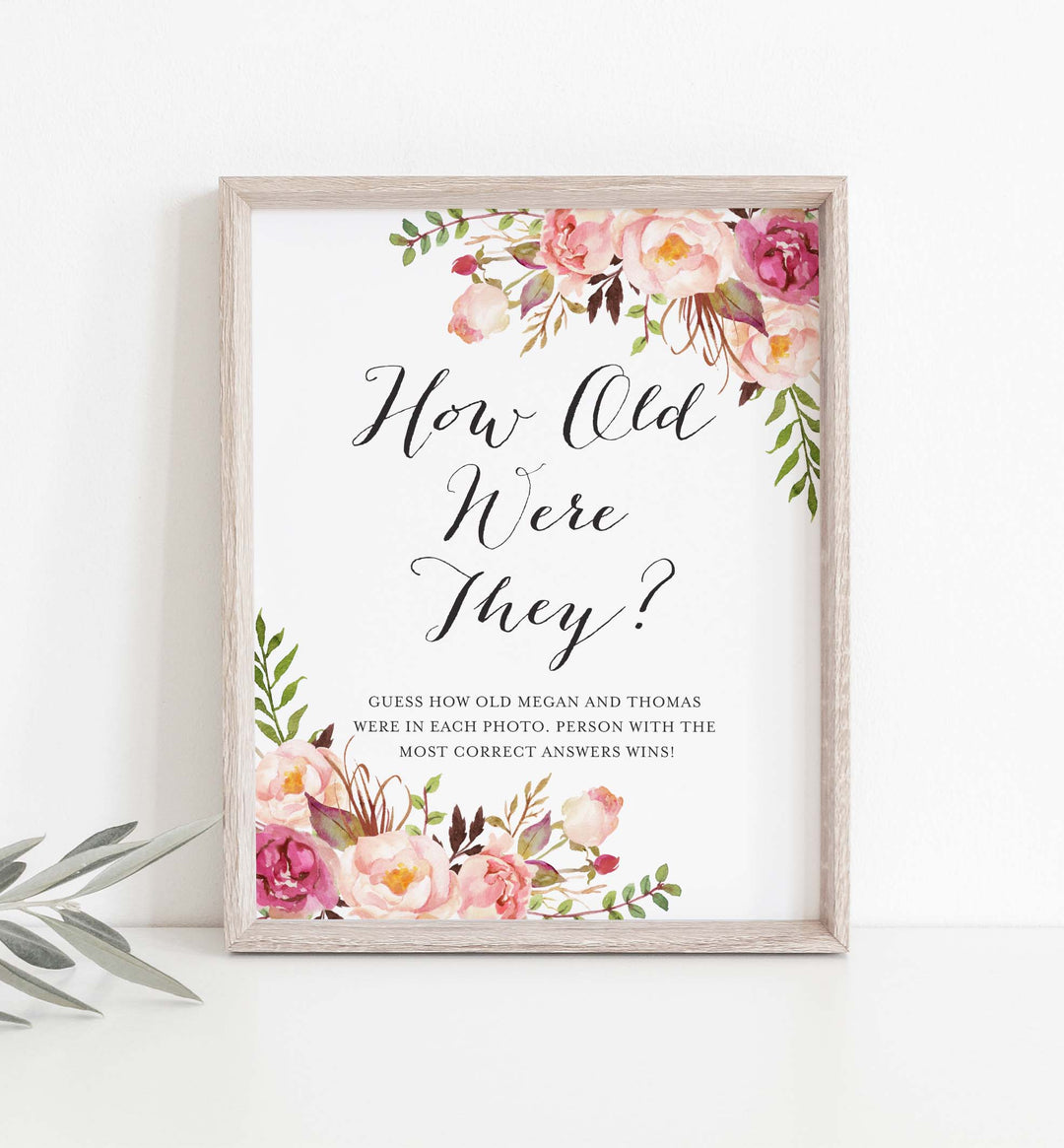 Pink Floral Bridal Shower How Old Were They Game Printable