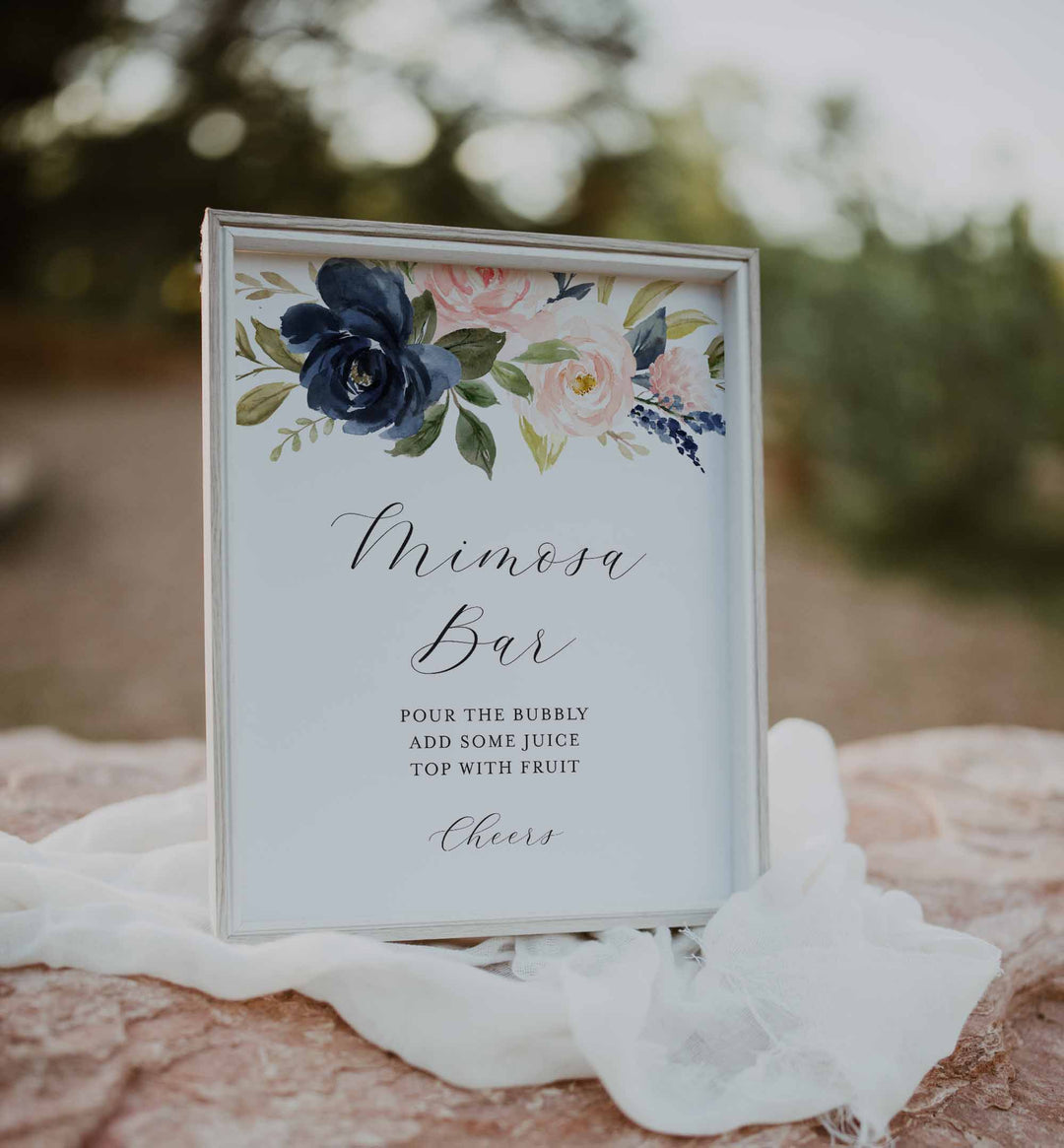 Navy Blush Bridal Shower Mimosa Bar Sign Printable