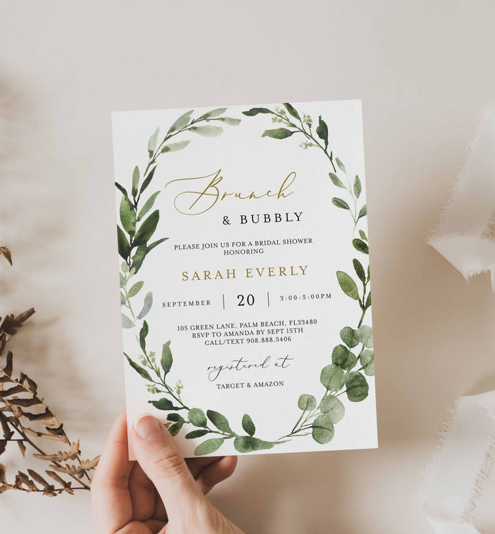 Foliage Bridal Brunch Invitation Printable