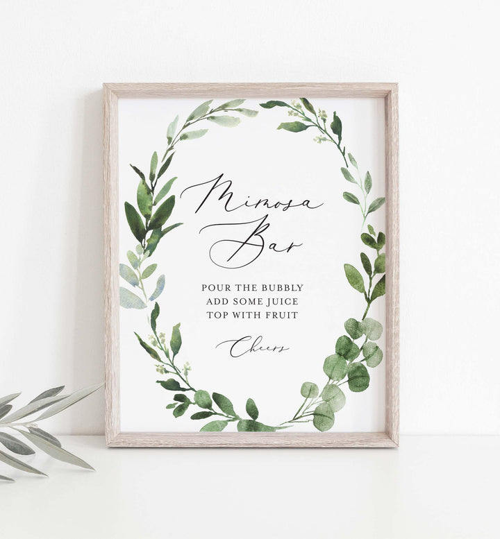 Foliage Bridal Shower Mimosa Bar Sign Printable