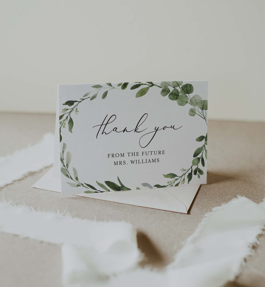 Foliage Bridal Shower Thank You Card Printable