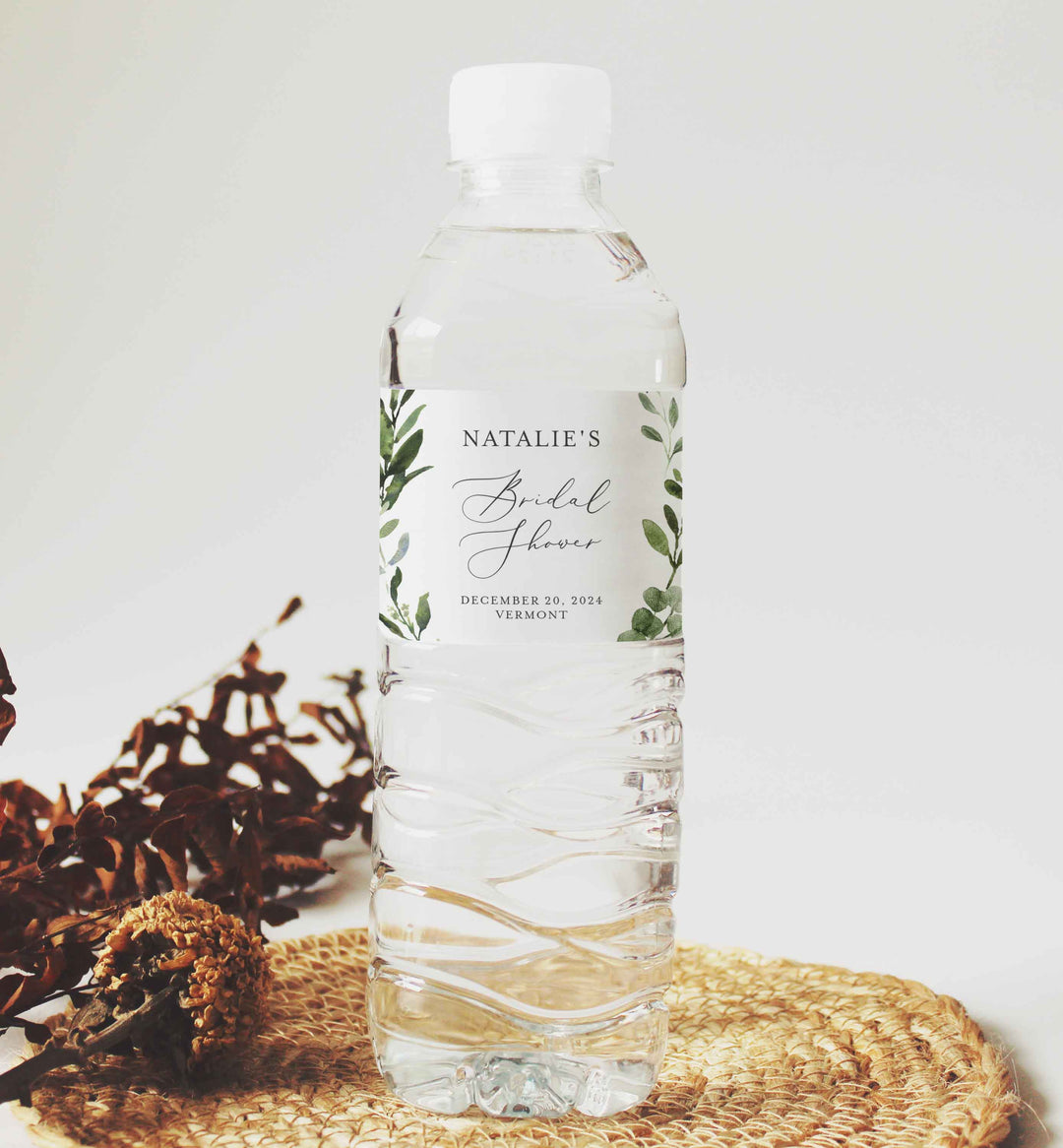 Foliage Bridal Shower Water Bottle Label Printable