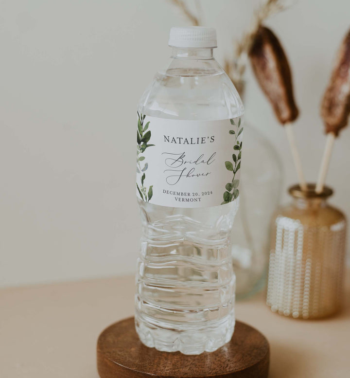 Foliage Bridal Shower Water Bottle Label Printable