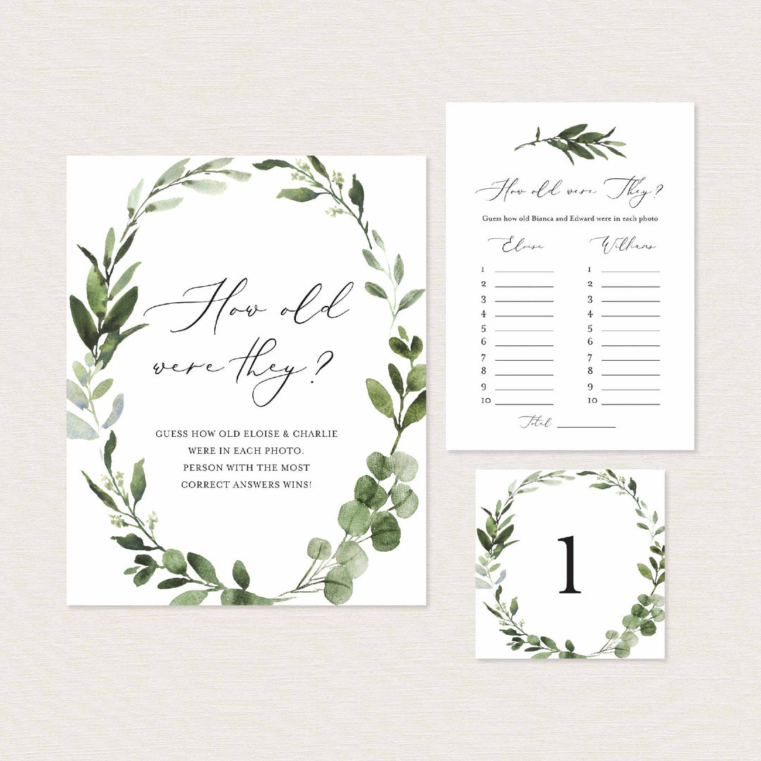 Foliage Bridal Shower How Old Were They Game Printable