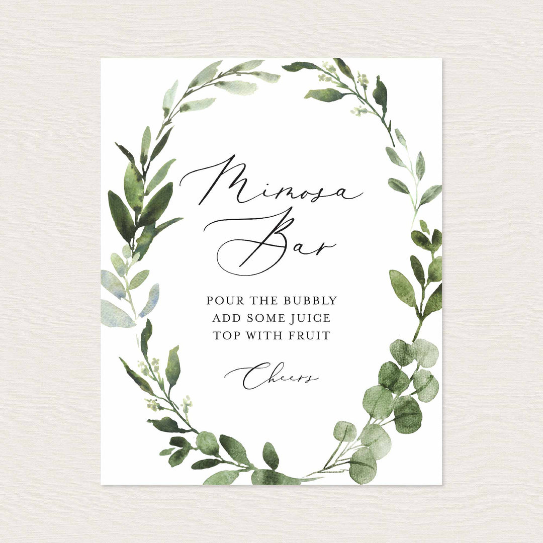 Foliage Bridal Shower Mimosa Bar Sign Printable