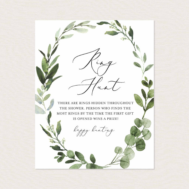 Foliage Bridal Shower Ring Hunt Game Printable