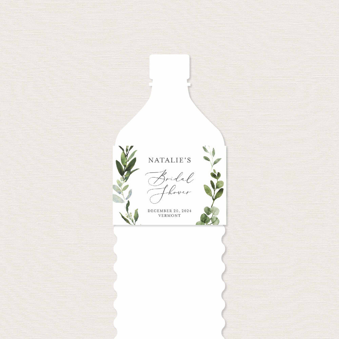 Foliage Bridal Shower Water Bottle Label Printable