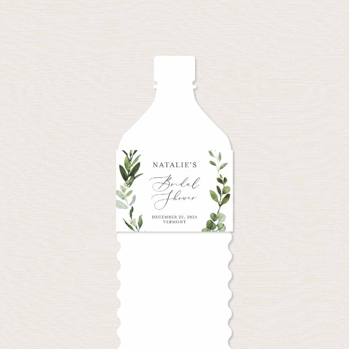 Foliage Bridal Shower Water Bottle Label Printable