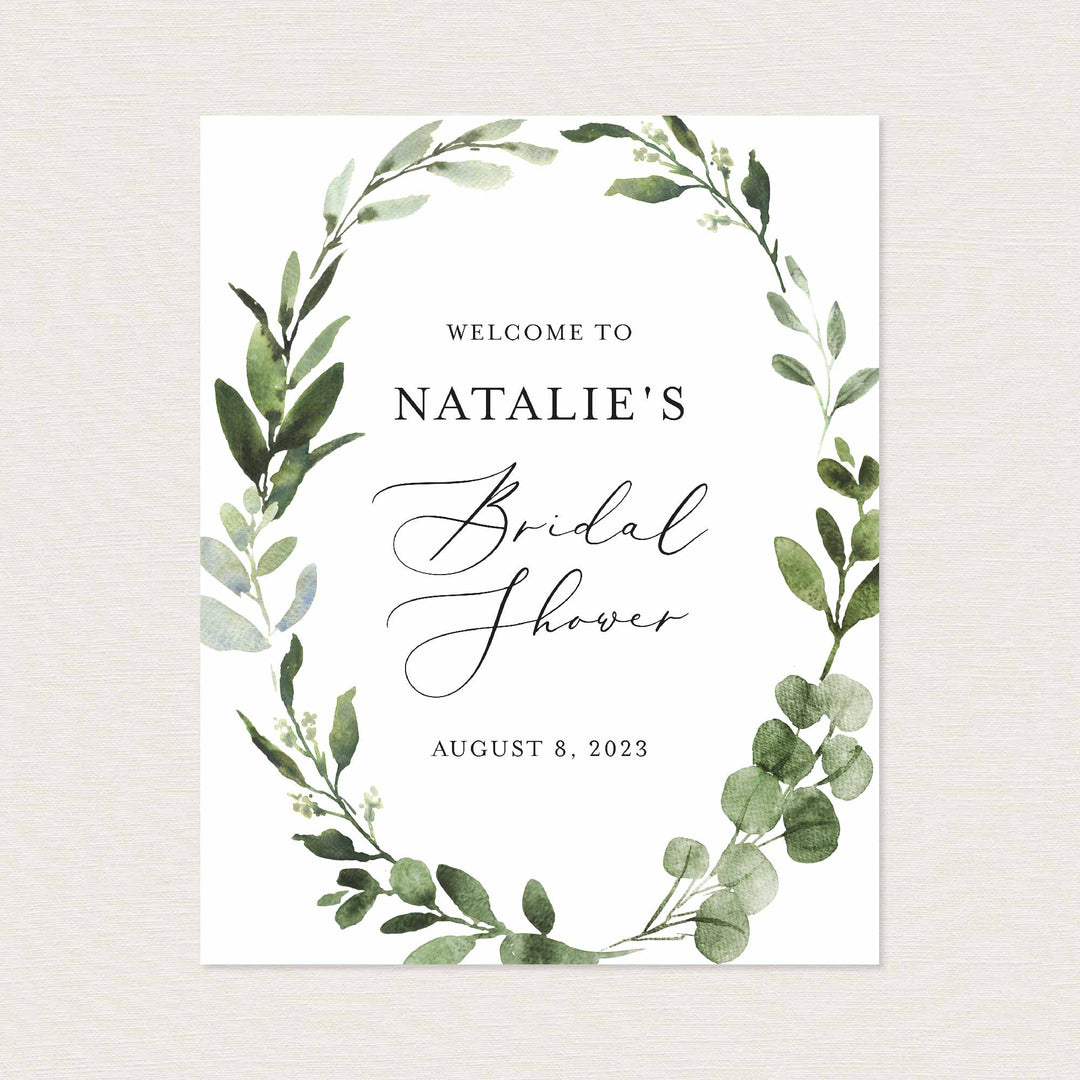 Foliage Bridal Shower Welcome Sign Printable