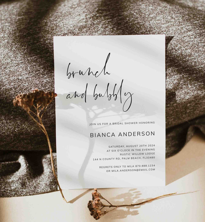 Modern Minimal Bridal Brunch Invitation Printable