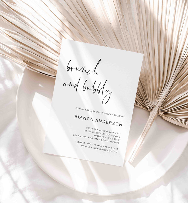 Modern Minimal Bridal Brunch Invitation Printable