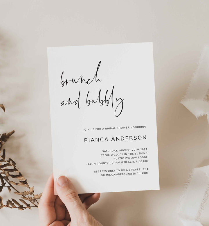 Modern Minimal Bridal Brunch Invitation Printable