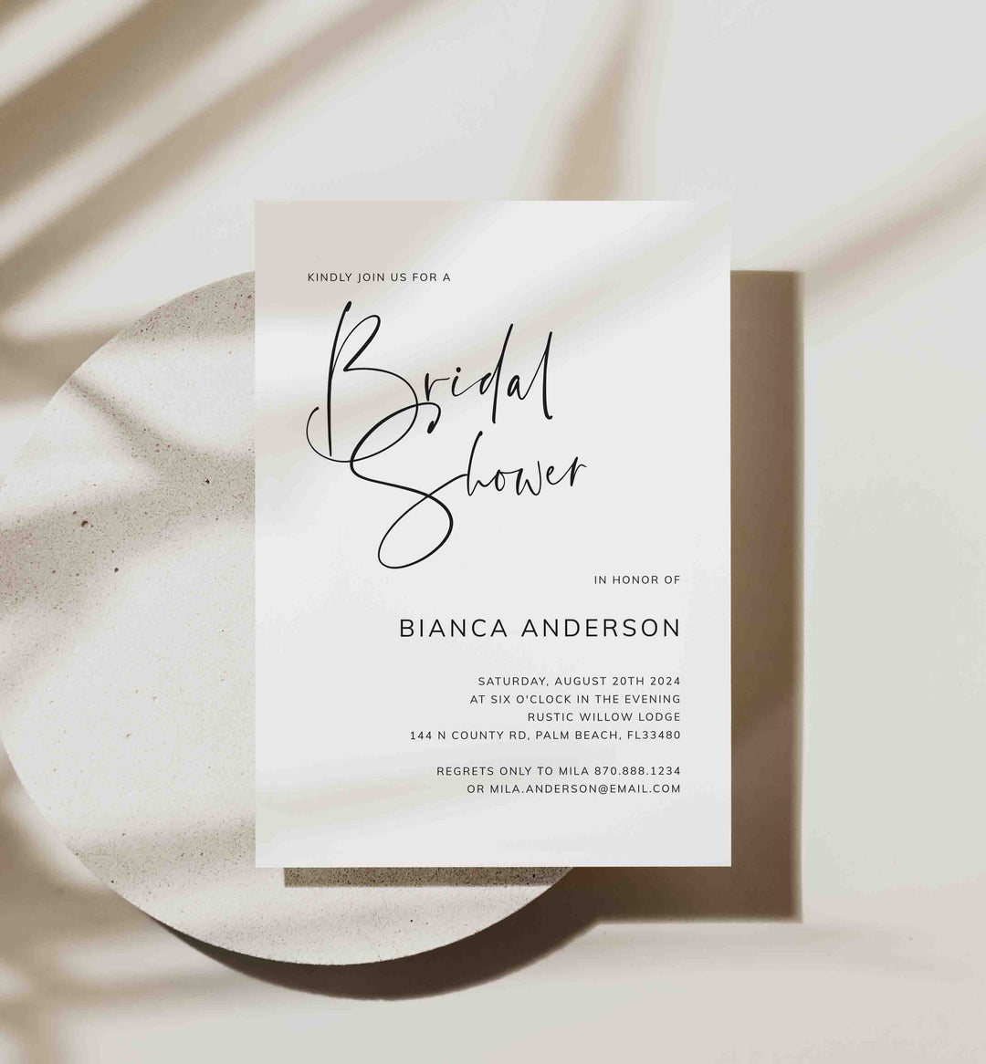 Modern Minimal Bridal Shower Invitation Printable