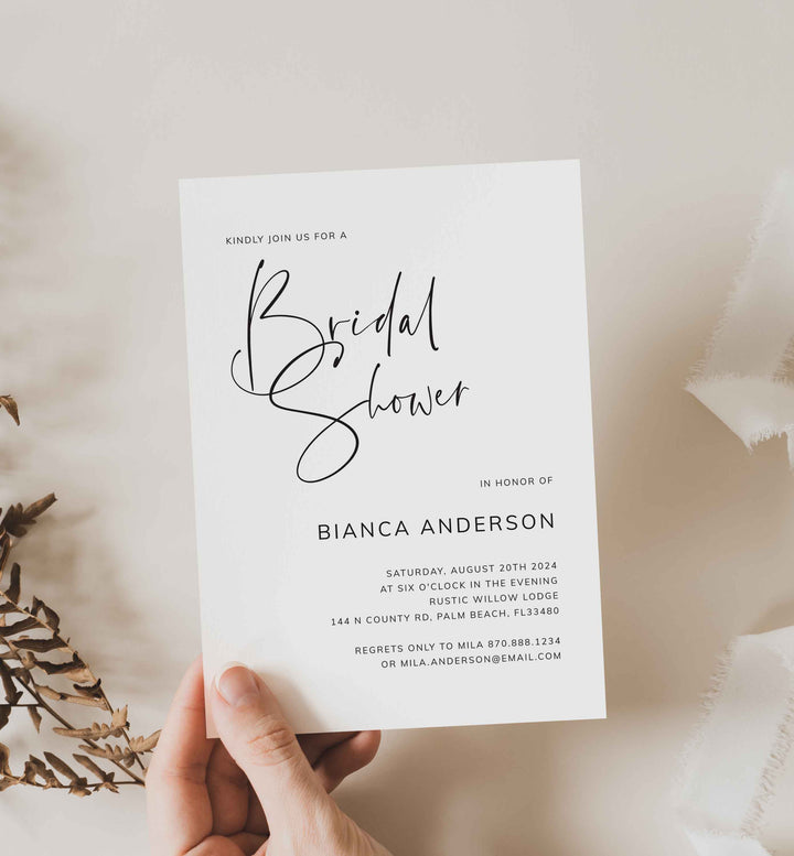 Modern Minimal Bridal Shower Invitation Printable