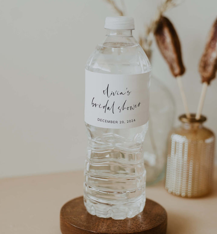 Modern Minimal Bridal Shower Water Bottle Label Printable