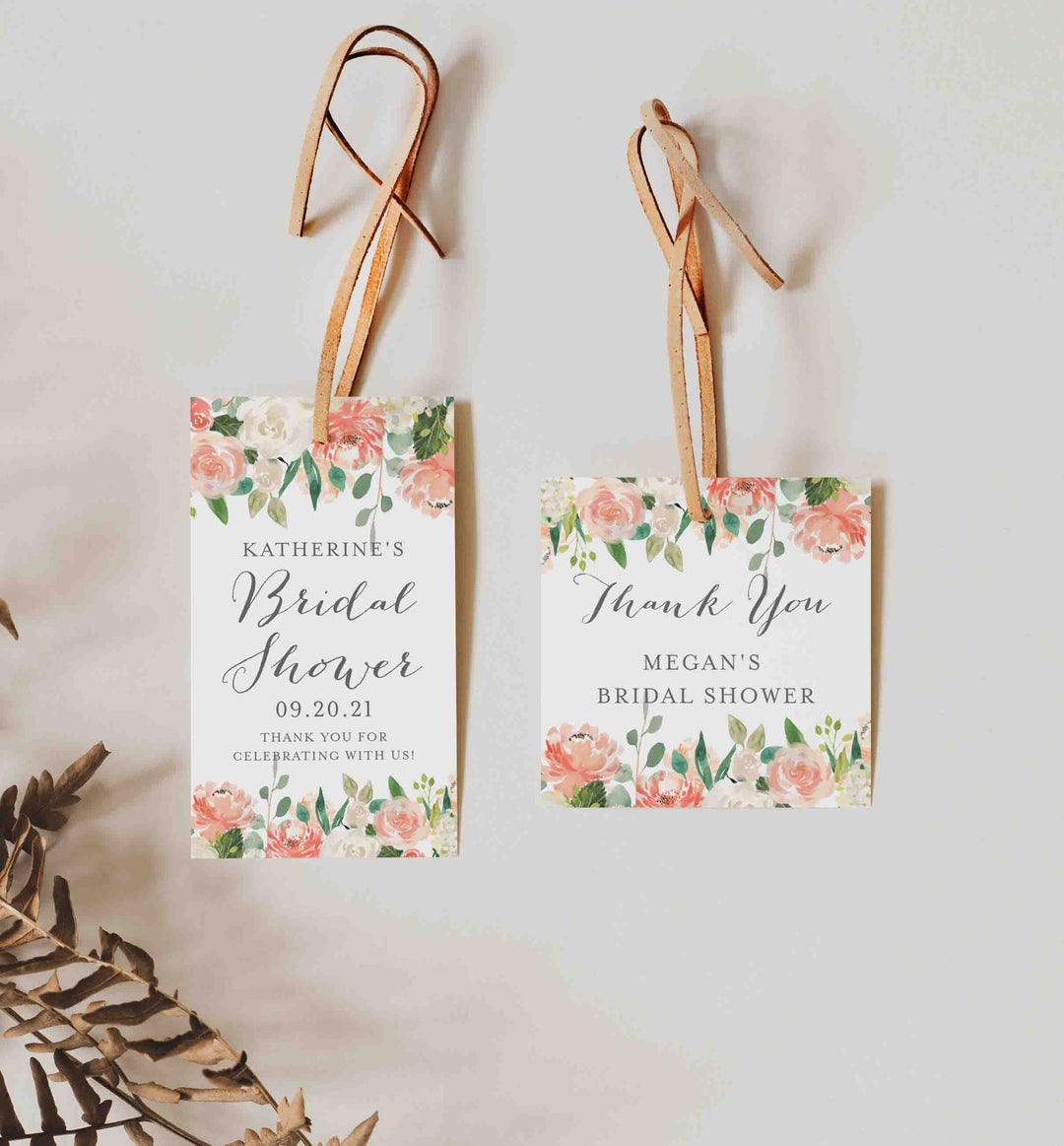 Peach and Cream Bridal Shower Favour Tag Printable