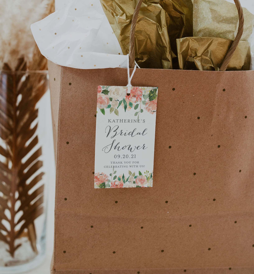 Peach and Cream Bridal Shower Favour Tag Printable