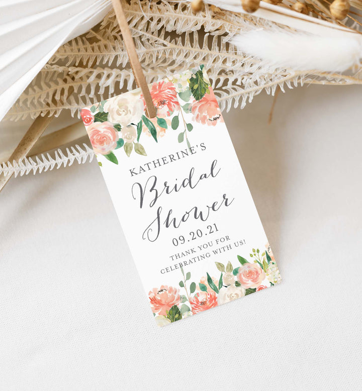 Peach and Cream Bridal Shower Favour Tag Printable