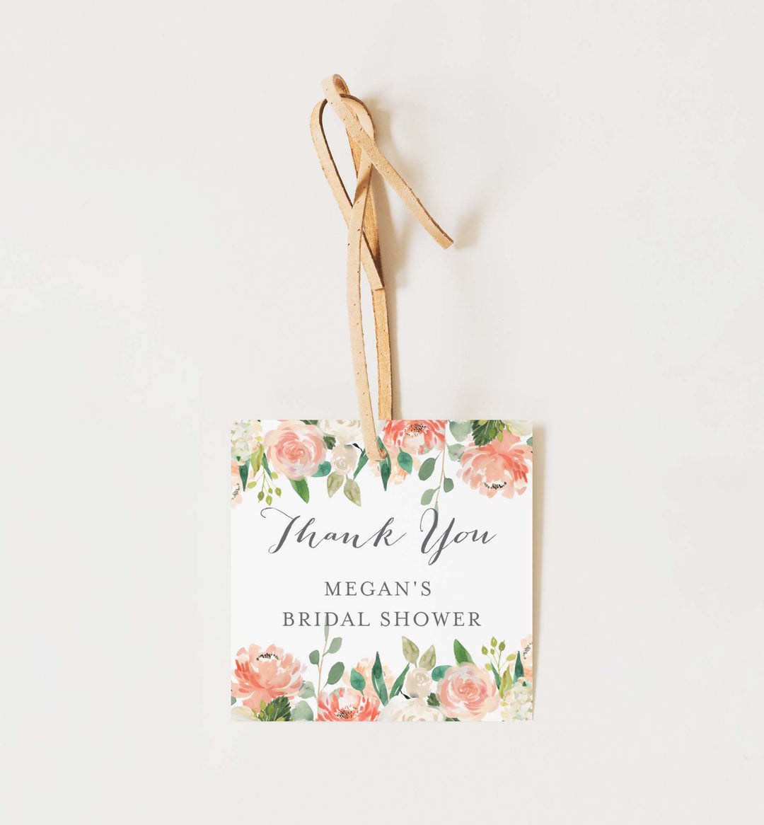 Peach and Cream Bridal Shower Favour Tag Printable