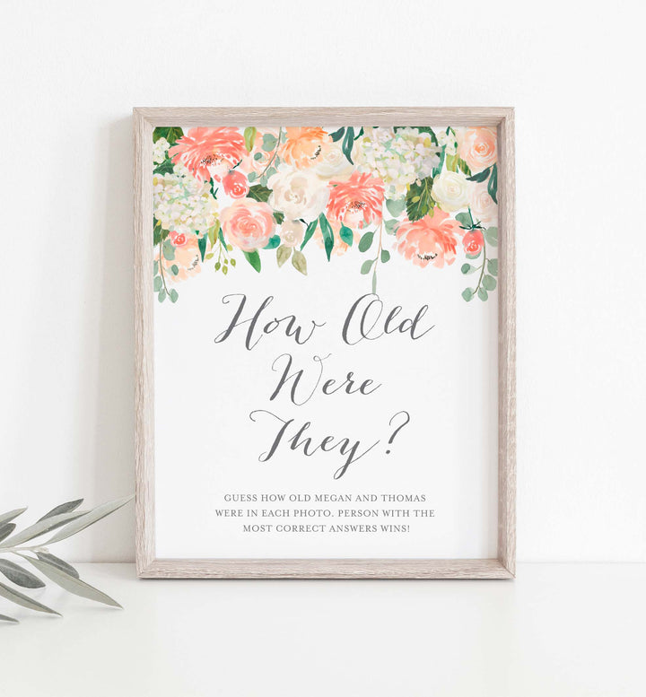 Peach and Cream Bridal Shower How Old Were They Game Printable