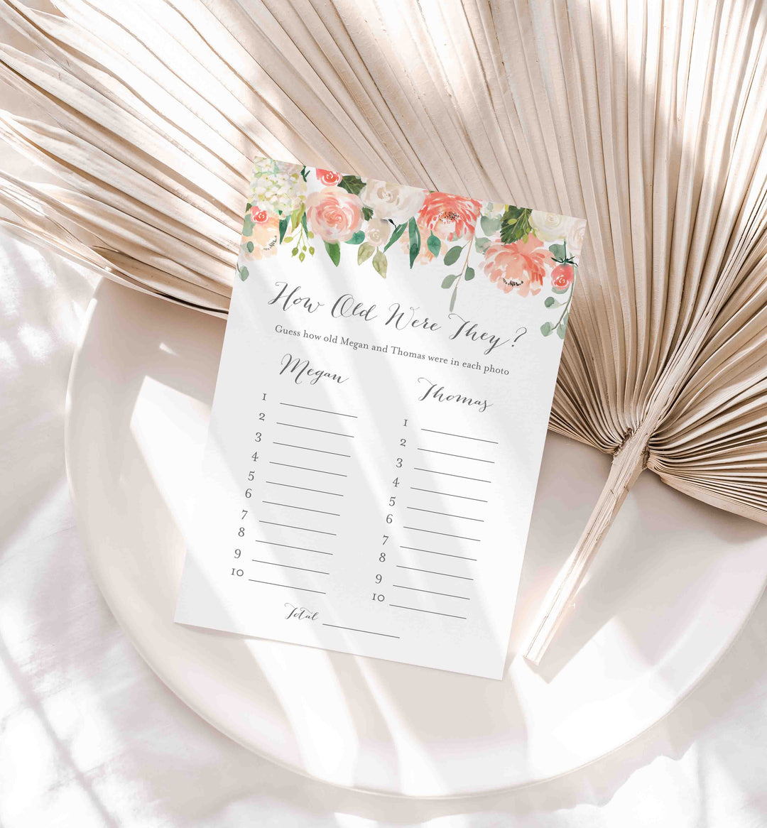 Peach and Cream Bridal Shower How Old Were They Game Printable