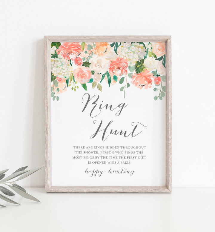 Peach and Cream Bridal Shower Ring Hunt Game Printable