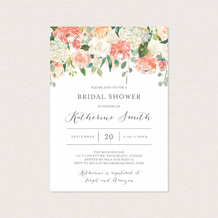 Peach and Cream Bridal Shower Invitation Printable