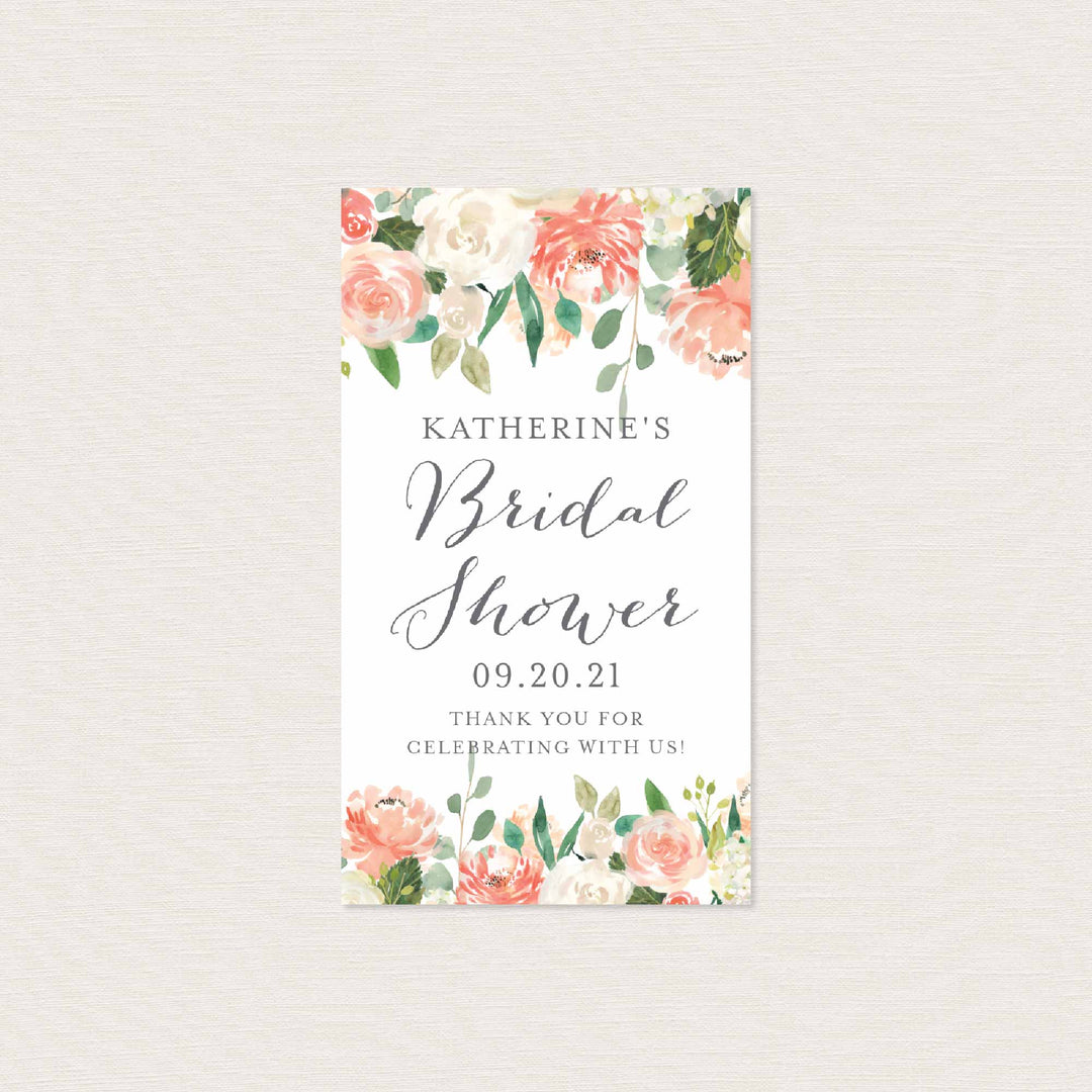 Peach and Cream Bridal Shower Favour Tag Printable