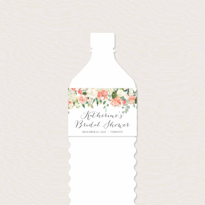 Peach and Cream Bridal Shower Water Bottle Label Printable