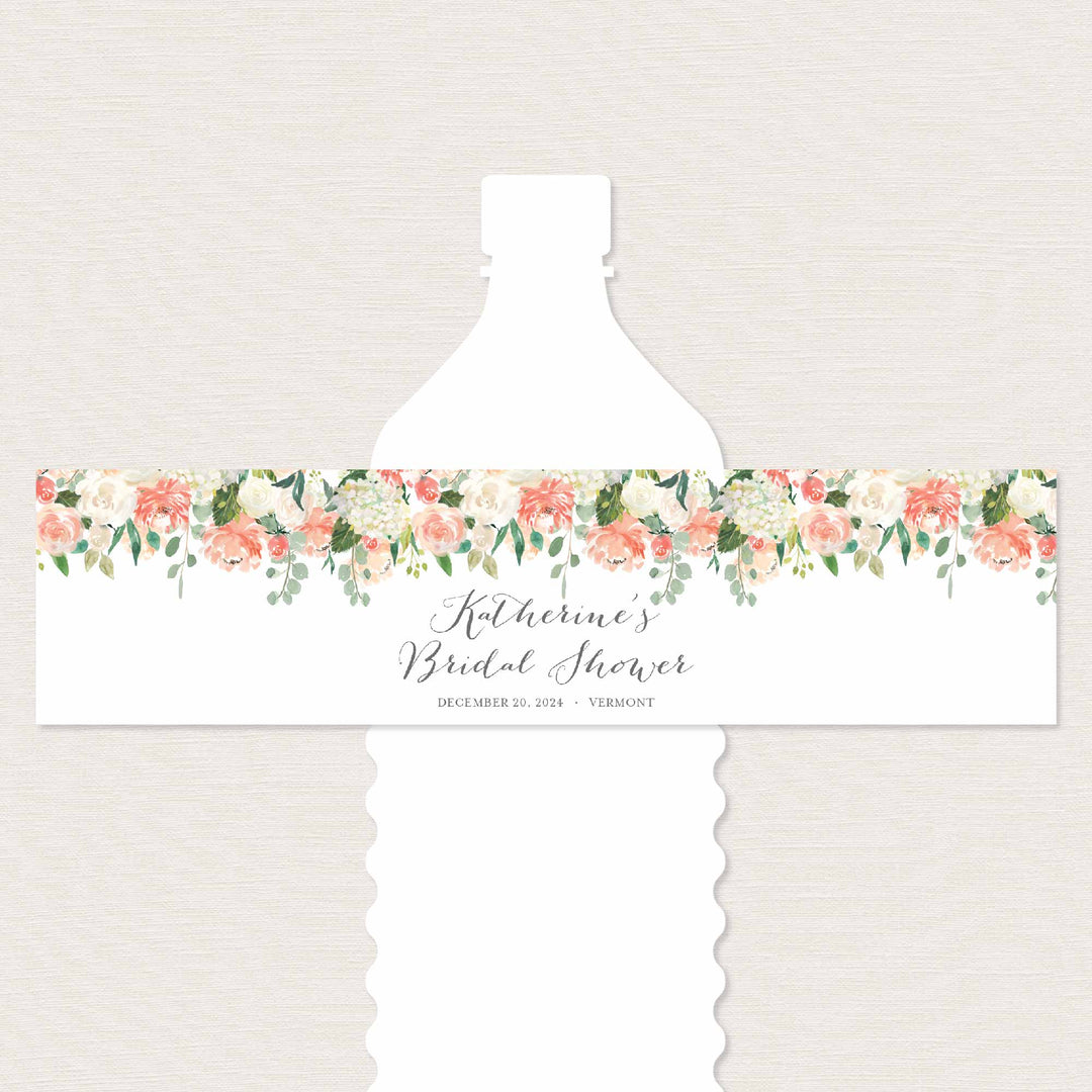 Peach and Cream Bridal Shower Water Bottle Label Printable