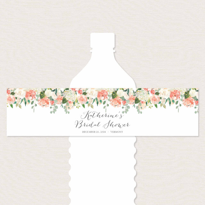 Peach and Cream Bridal Shower Water Bottle Label Printable