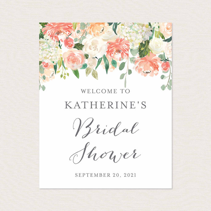 Peach and Cream Bridal Shower Welcome Sign Printable