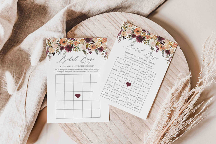 Romance Blush Bridal Shower Bingo Game Printable